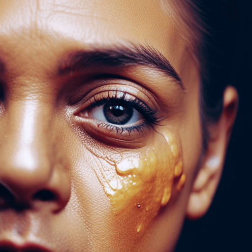 An Image Showcasing A Close-Up Of A Person'S Face, With Honey Spread On Their Skin
