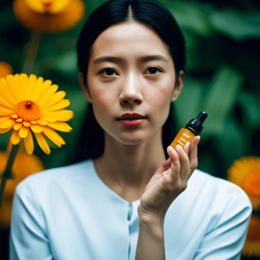 An Image Showcasing A Skincare Routine With A Close-Up Shot Of A Person'S Clean, Poreless Face